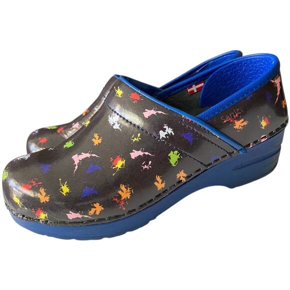 Sanita Clogs Womens Paint Ball Color Leather SlipOns Size EU 35 US4 Nurse Shoes - Picture 4 of 12